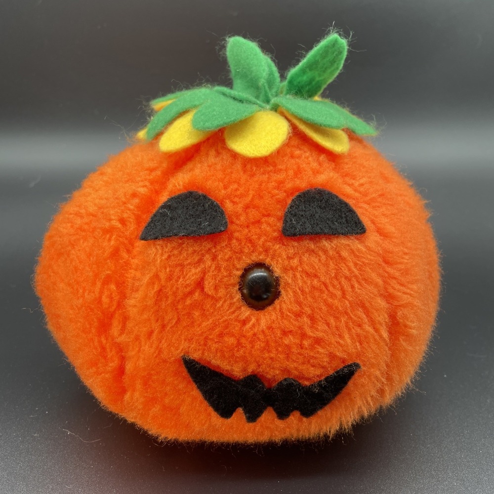 Vintage 1970's Dollcraft Industries Plush Pumpkin Jack O' Lantern Stuffed Animal